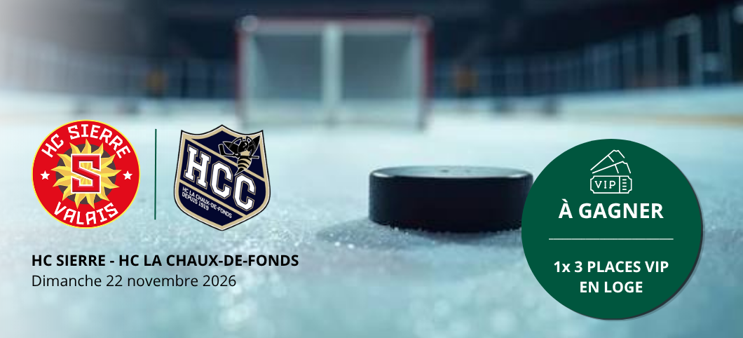 Gewinne deine VIP-Plätze für das Spiel des HC Sierre am 22. November